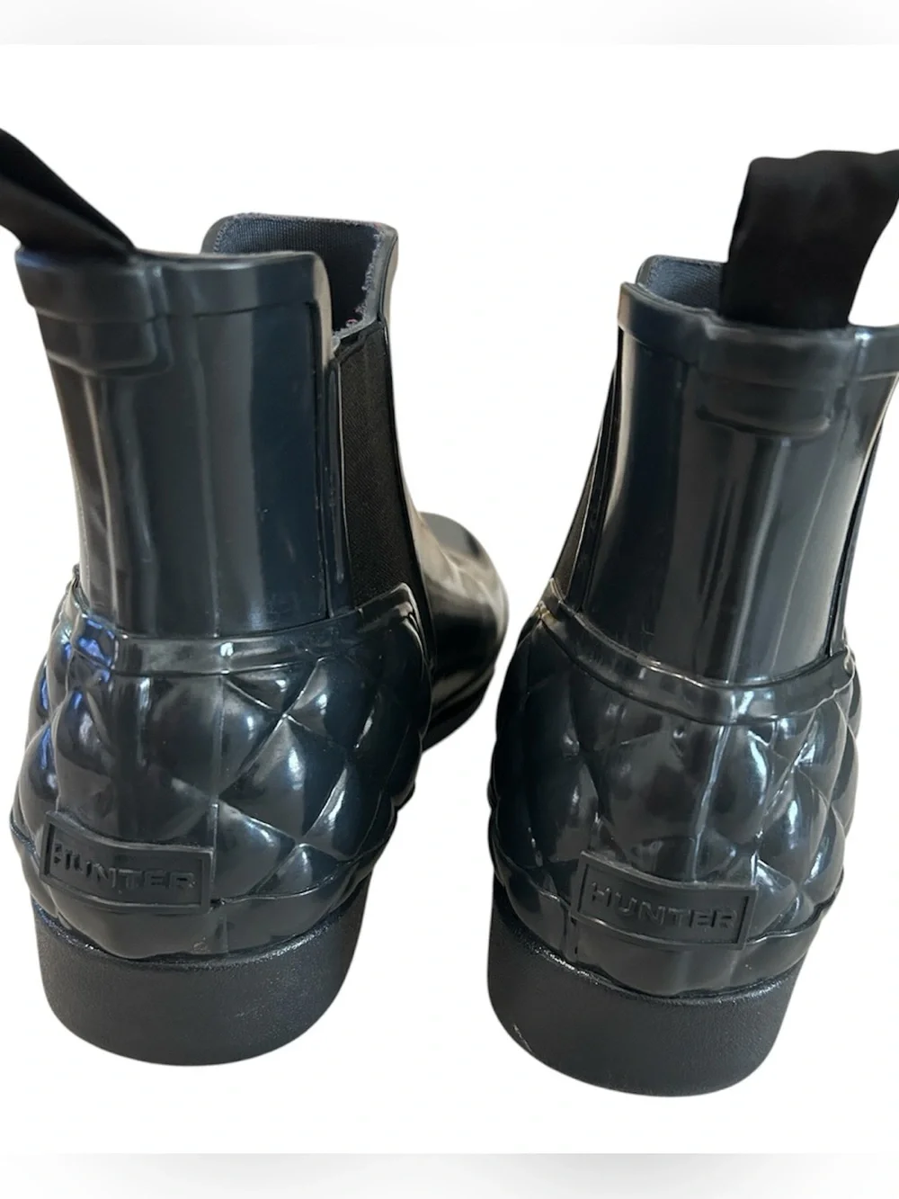 Hunter Refined Chelsea Vertical Quilt Boot Black 10 M, preowned